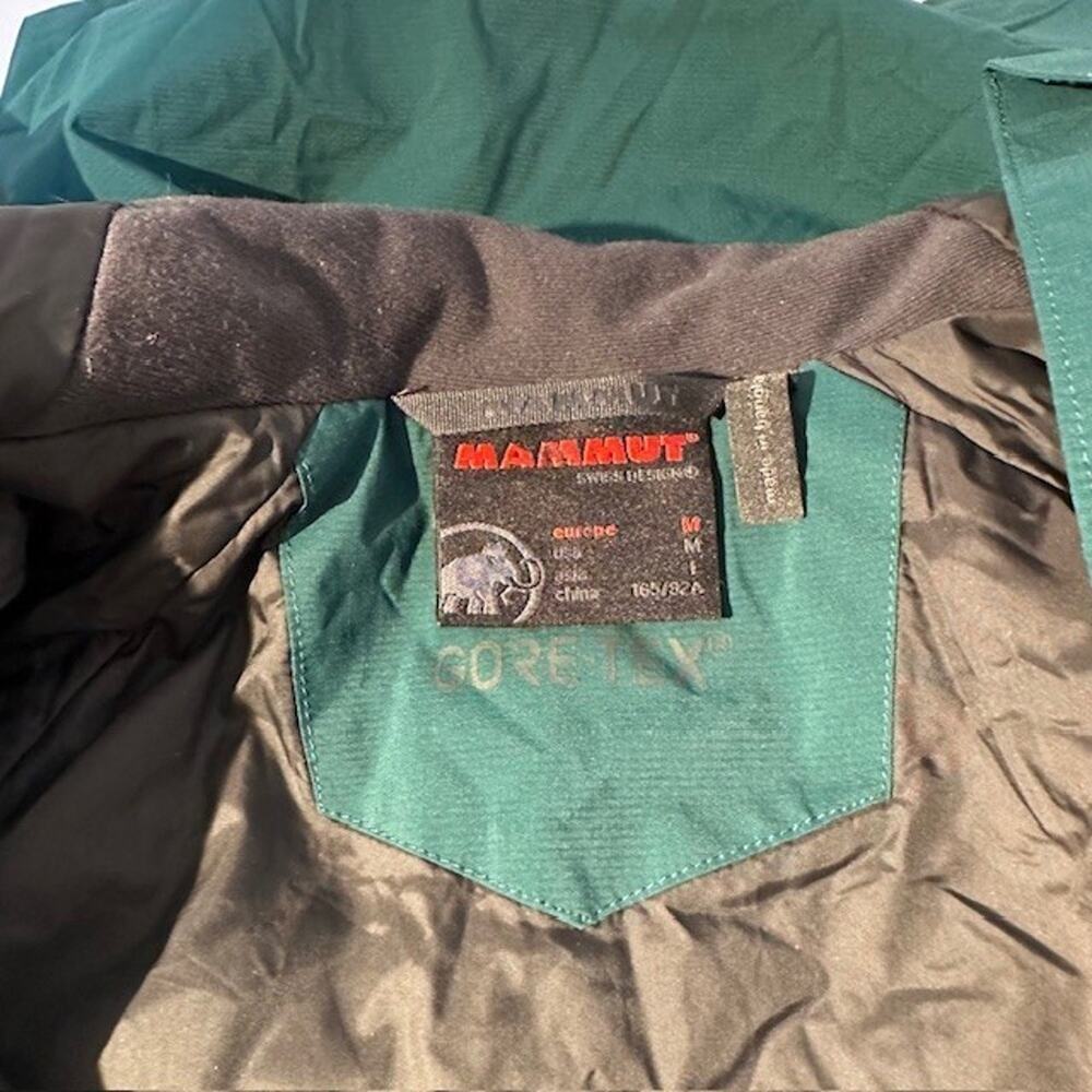 Mammut Rain Jacket Mens Size Medium Green Gray Gore-Tex Crater HS Hooded Zip Up - Picture 5 of 13